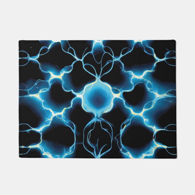 Blue Electric Synapse Repeating Pattern Doormat (Front)