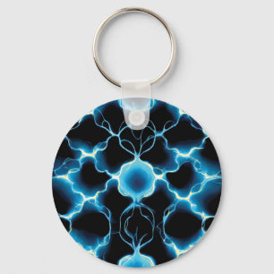 Blue Electric Synapse Repeating Pattern Key Ring