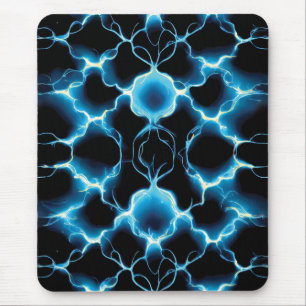 Blue Electric Synapse Repeating Pattern Mouse Mat