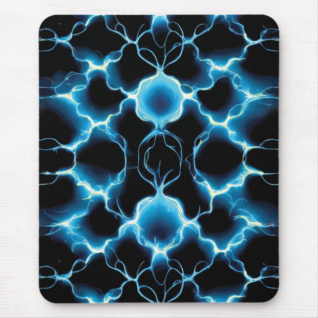 Blue Electric Synapse Repeating Pattern Mouse Mat (Front)