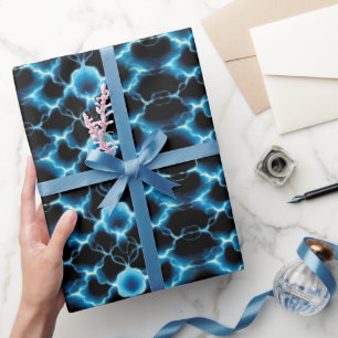 Blue Electric Synapse Repeating Pattern Wrapping Paper