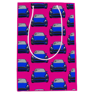 Blue Electric Vehicle SUV Car Pink Background Medium Gift Bag