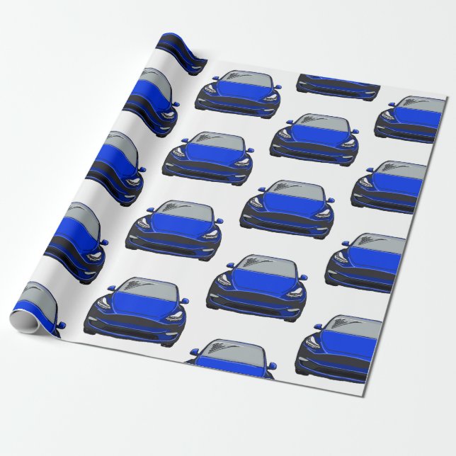 Blue Electric Vehicle SUV Car Wrapping Paper (Unrolled)