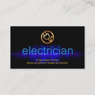 Blue Electrifying Pulse Lightning Electrician Business Card
