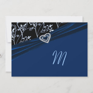 Blue Elegance Heart Floral Swirls Invitation