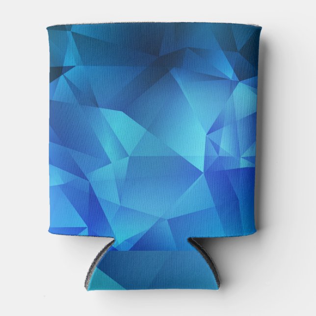 Blue Elegance: Vintage Triangle Halftone Can Cooler (Front)