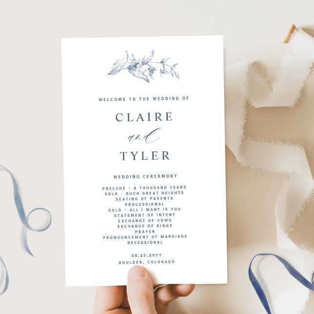 Blue Elegant and Simple Wedding Program (Creator Uploaded)