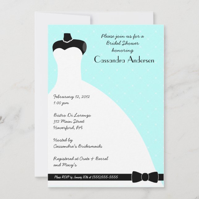 Blue Elegant Bridal Shower Invitation (Front)