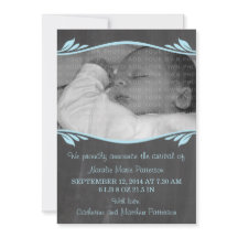 Blue Elegant Chalkboard Baby Announcement