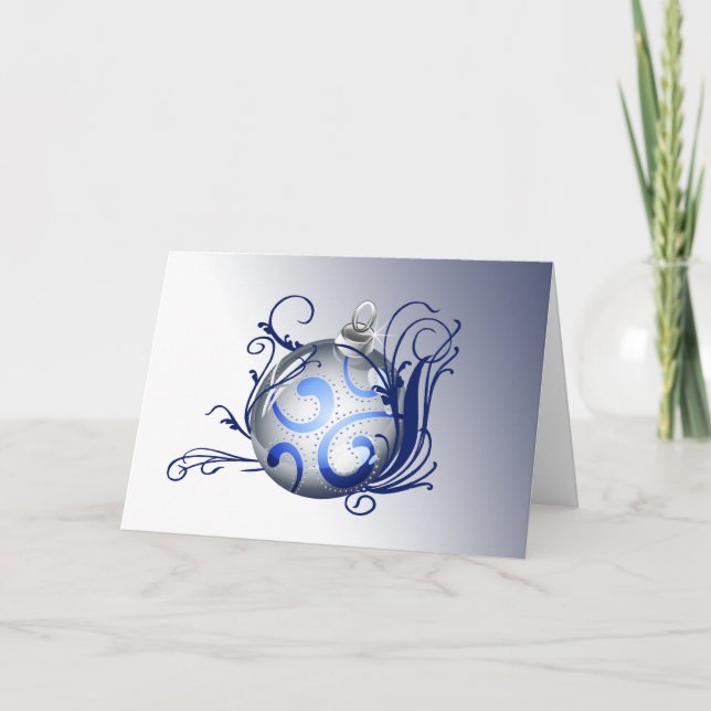 blue elegant Christmas Greeting Cards (Front)