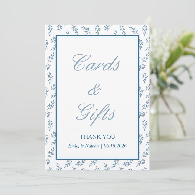 Blue Elegant Classic Wedding Cards & Gifts Sign (Standing Front)