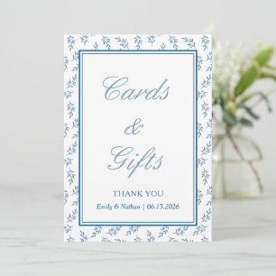 Blue Elegant Classic Wedding Cards & Gifts Sign