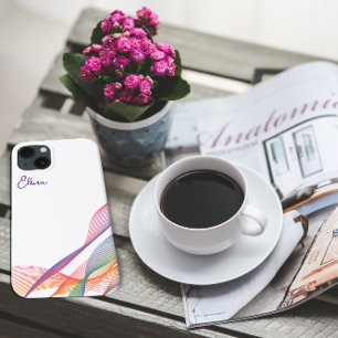 Blue elegant colourful wavy iPhone 13 case