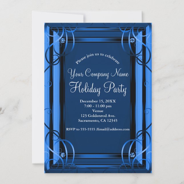 Blue Elegant Company Corporate Holiday Party Invitation (Front)