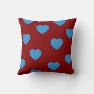 Blue Elegant Cute Cosy Modern Romantic Chic Heart Cushion