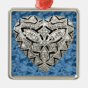 Blue Elegant Designer Diamond Heart Ornament