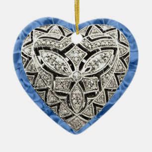 Blue Elegant Designer Heart Ornament
