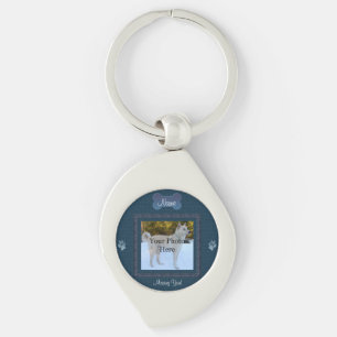 Blue Elegant Dog or Cat Memorial Key Ring