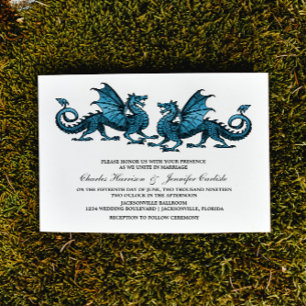 Blue Elegant Dragon Wedding Invite