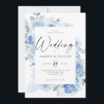 Blue Elegant Floral Light Dusty Blue Boho Wedding Invitation<br><div class="desc">Floral watercolor wedding save the date card. Elegant floral save the date card featuring beautiful hand painted watercolor flowers and greenery in dusty blue with elegant calligraphy script. Modern floral wedding save the date card. You can personalise the wording, font style, colour and size in front and back of the...</div>