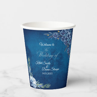 Blue Elegant floral summer wedding Paper Cups