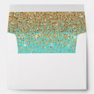 Blue Elegant Gold Confetti Wedding 5x7 Envelope