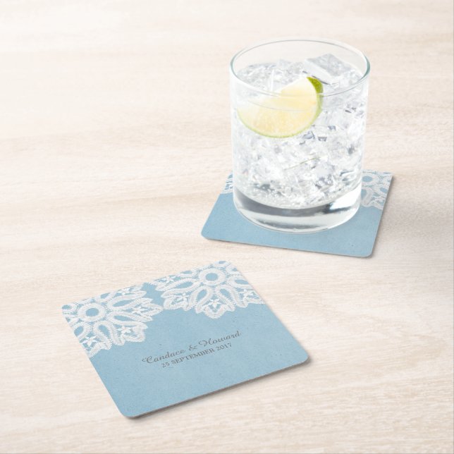 Blue Elegant Lace Paper Coasters (Insitu)