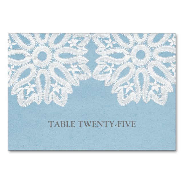 Blue Elegant Lace Table Card (Front)
