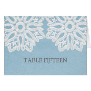 Blue Elegant Lace Table Number Card