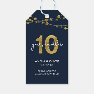 Blue Elegant Lights 10th Wedding Anniversary Gift Tags