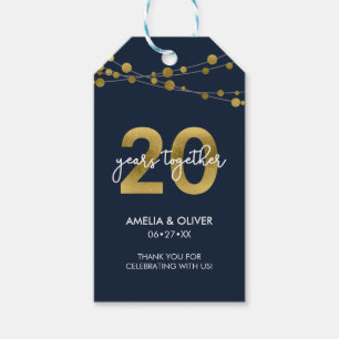 Blue Elegant Lights 20th Wedding Anniversary Gift Tags