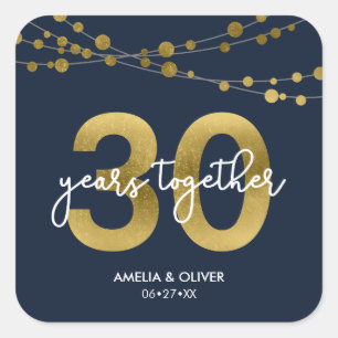 Blue Elegant Lights 30th Wedding Anniversary Square Sticker