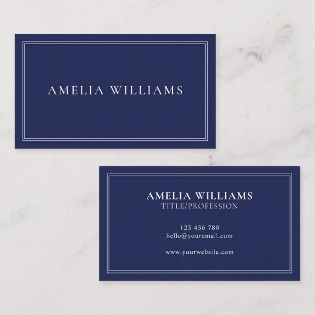 Blue Elegant Minimalist Professional Business Card (Front/Back)