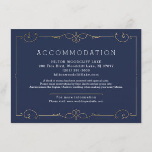 Blue elegant modern classic wedding accommodation enclosure card