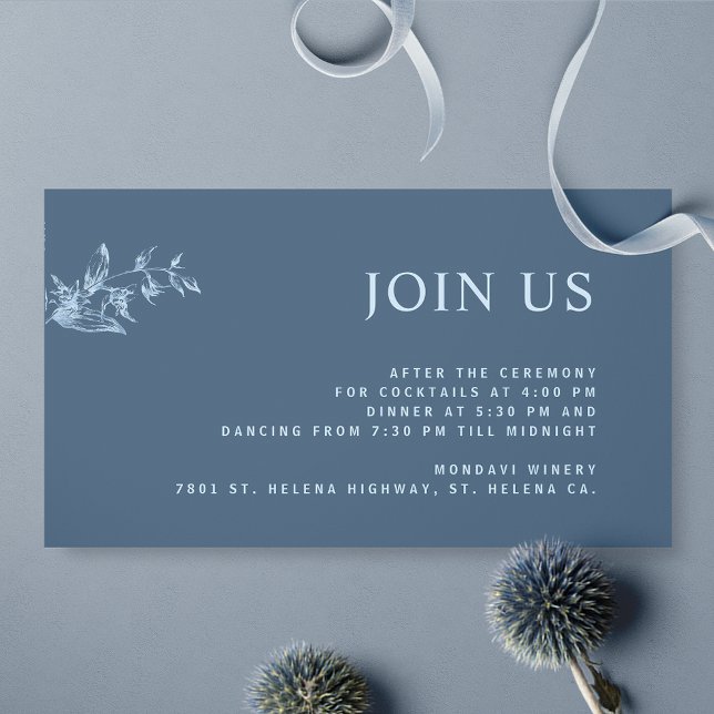 Blue Elegant Modern Join Us Reception Wedding Enclosure Card (Creator Uploaded)