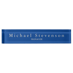 Blue Elegant Modern Minimalist Plain Nameplate