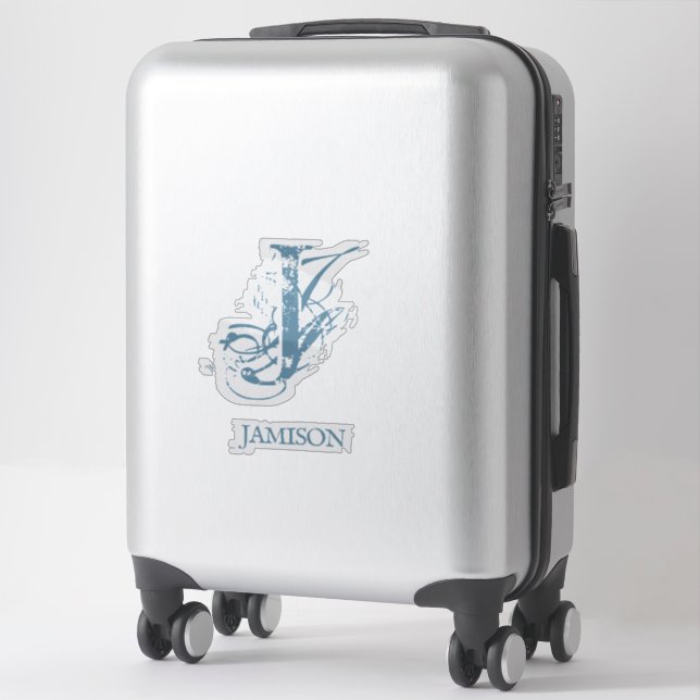 Blue Elegant Monogram Logo Name Business Bumper  (Suitcase)