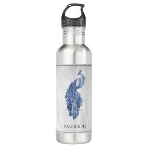 Blue Elegant Peacock Personalised 710 Ml Water Bottle