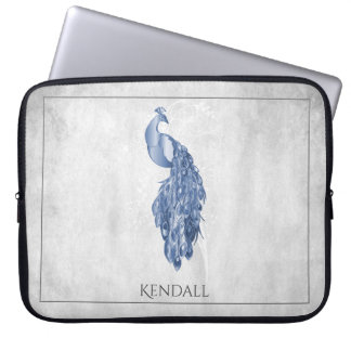 Blue Elegant Peacock Personalised Laptop Sleeve
