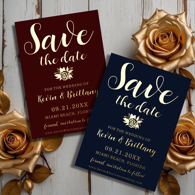 blue,elegant rose save the date foil invitation (Creator Uploaded)