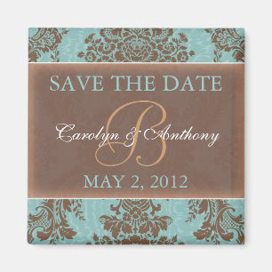 Blue Elegant SAVE THE DATE Magnet