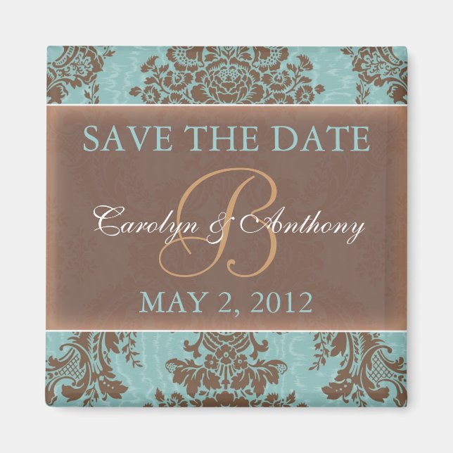 Blue Elegant SAVE THE DATE Magnet (Front)