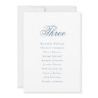Blue Elegant Seating Chart Card Classic Script