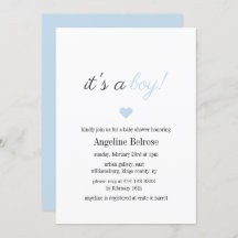 Blue Elegant Simple Boy Baby Shower