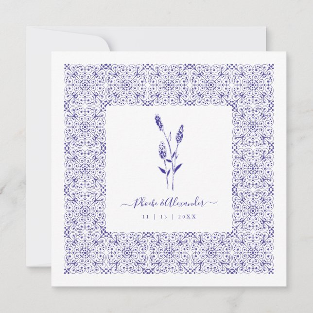 Blue Elegant Sophisticated Wedding Lace Wildflower (Front)