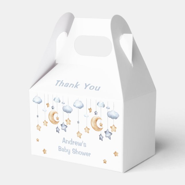 Blue Elegant Twinkle Twinkle Baby Shower Favour Box (Back Side)