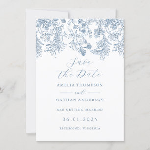 Blue Elegant Vintage Wedding Save The Date