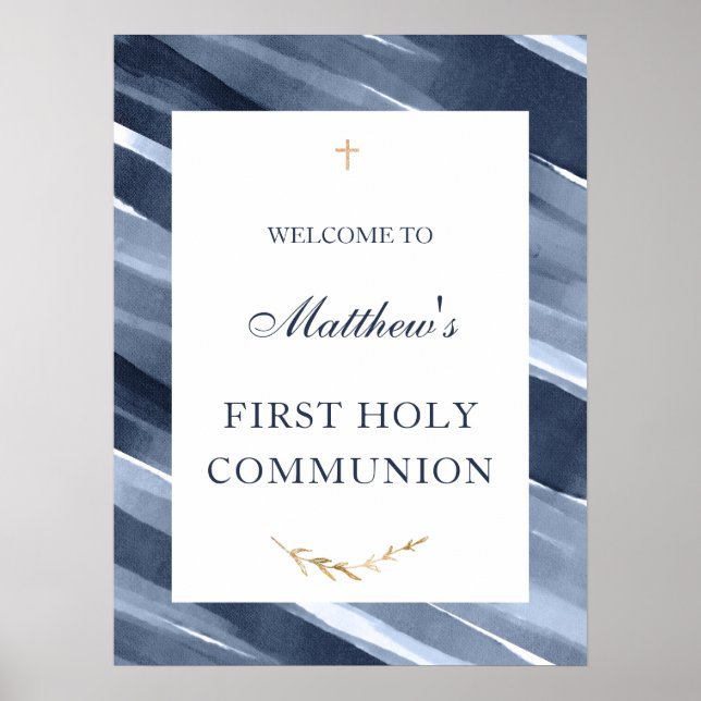 Blue Elegant Welcome Communion Baptism Confirmatio Poster (Front)