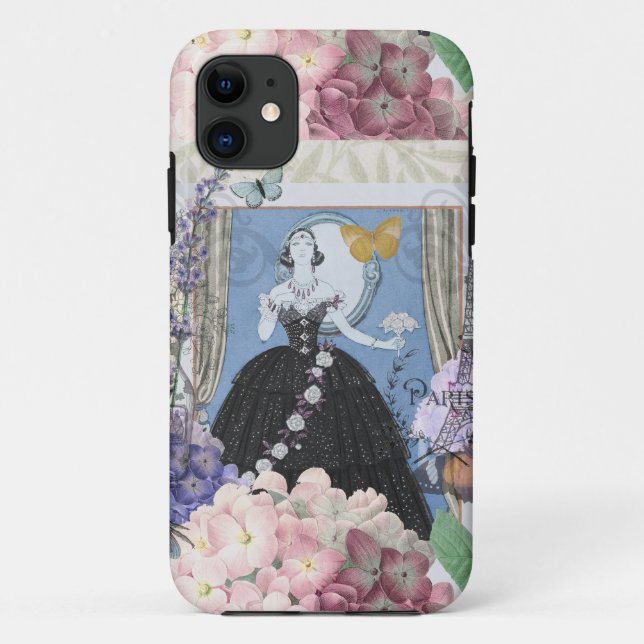 Blue Elegant Woman Floral Fancy Gown  Case-Mate iPhone Case (Back)