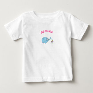 Blue Elephant And Beautiful Flowers Be Kind  Baby T-Shirt